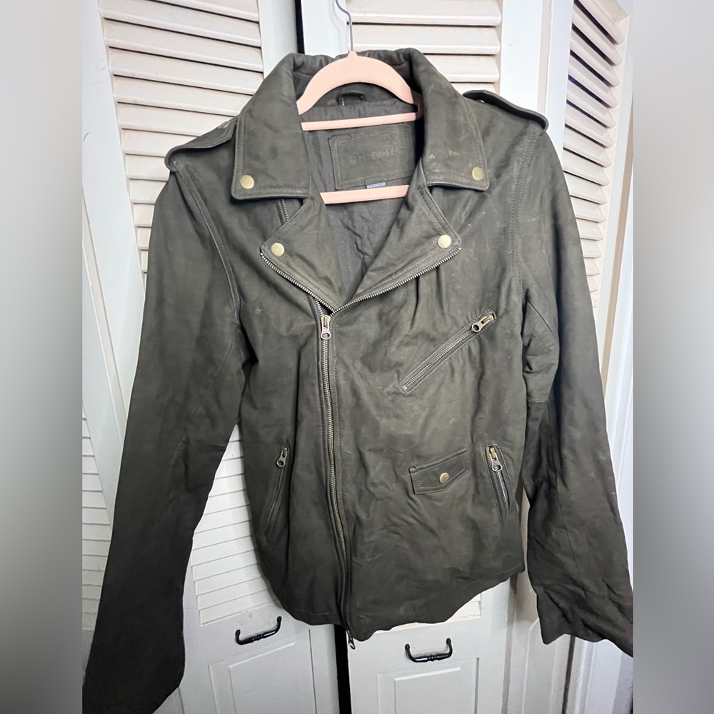 ZANEROBE REVOLVE Crosstown Leather Jacket in Dark Nubuck